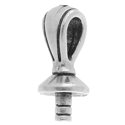 Gancio per pendente 17x7mm per Perla semi-perforata - Placcatura argento antico x1