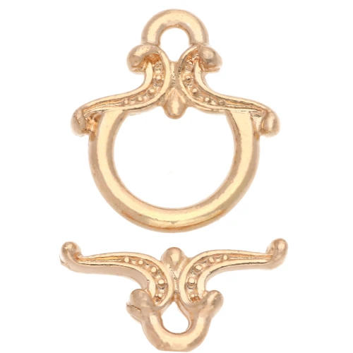 Chiusura a T arabescata lavorata 13x12 mm - Dorato con oro fino x1