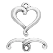 Chiusura a forma di cuore 17x14 mm - Impiallacciatura in argento invecchiato x1