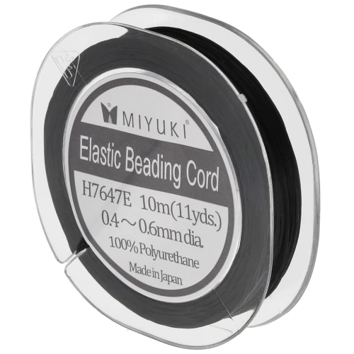 Cordoncino elastico per perline Miyuki 0,4 - 0,6 mm - Nero x10m