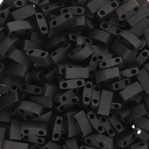 Perline Miyuki Mezzo Tila 5x2,3x1,9 mm HTL-401F - Nero Mat confezione da 100g