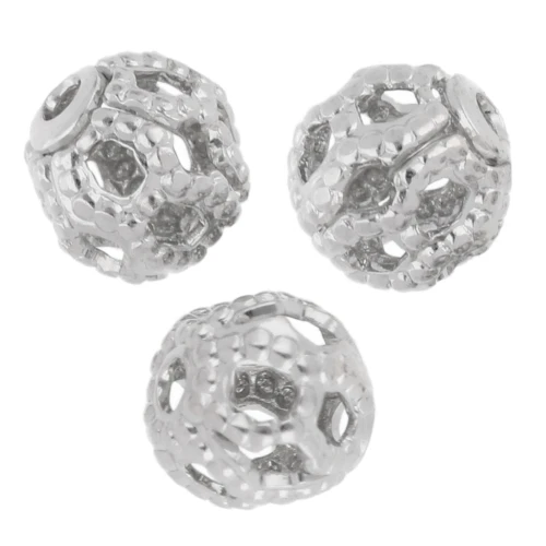 Perle rotonde in filigrana 4 mm - Argento x20