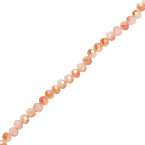 Perle tonde sfaccettate appiattite - 4,5x4 mm - Peach Puff arcobaleno x39cm