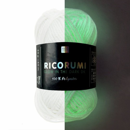 Filato Ricorumi Glow in the Dark Rico Design Amigurumi - Bianco fosforescente x 25 g