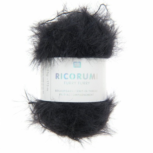 Ricorumi Filato di pelliccia sintetica Furry Rico Design Amigurumi - Nero 011 x25g