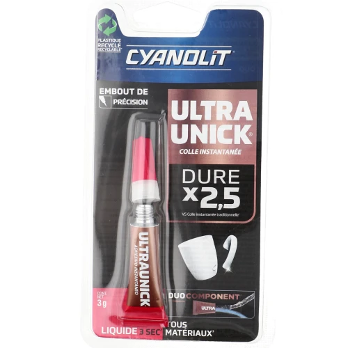 Colla Cyanolit - Liquido Ultra Unick con punta di precisione - Trasparente x3gr