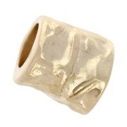 Perla tubolare martellata 7,5x8 mm - Dorato con oro fino x1