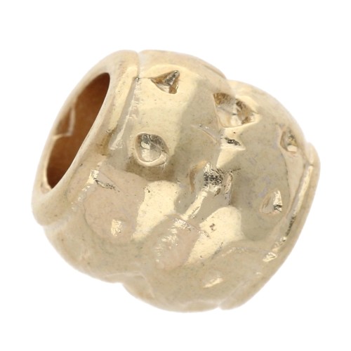 Perla tubolare lavorata 7,5x7 mm - Dorato con oro fino x1