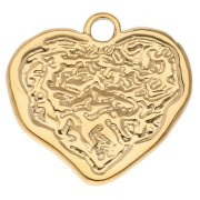Pendente a cuore irregolare martellato 23x24 mm - Acciaio inossidabile 304 Dorato x1|raw }}
