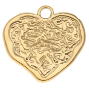 Pendente a cuore irregolare martellato 23x24 mm - Acciaio inossidabile 304 Dorato x1