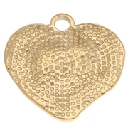 Pendente a cuore irregolare martellato 23x24 mm - Acciaio inossidabile 304 Dorato x1