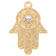 Pendente a forma di mano di Fatma con Stella di Davide 28x19 mm in acciaio inossidabile 304, placcato oro x1|raw }}