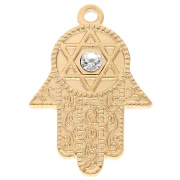 Pendente a forma di mano di Fatma con Stella di Davide 28x19 mm in acciaio inossidabile 304, placcato oro x1