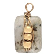 Ciondolo rettangolare 13x6 m - Pietra semipreziosa Labradorite - Acciaio inossidabile 304 Dorato x1|raw }}