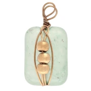 Ciondolo rettangolare 13x6 mm - pietra semipreziosa colorata Aventurina - Acciaio inossidabile 304 Dorato