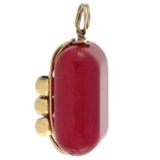Ciondolo rettangolare 13x6 mm con pietra semipreziosa colorata (corniola) - Acciaio inossidabile 304 Dorato