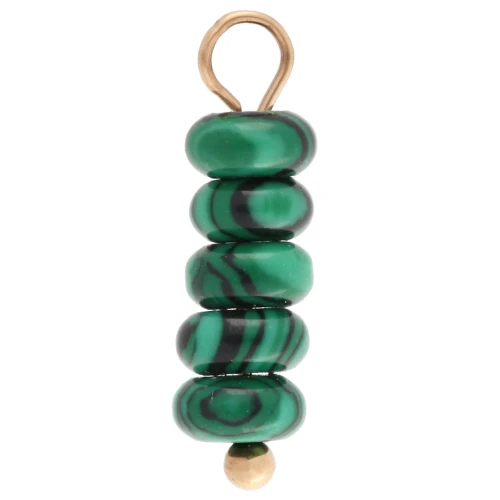Ciondolo rotondo imitazione malachite 4,5 m - Acciaio inossidabile 304 Dorato x1