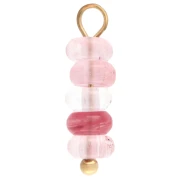 Ciondolo a dischi da 4,5 mm con gemma colorata in quarzo fragola - Acciaio inossidabile 304 Dorato