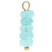 Ciondolo a dischi da 4,5 mm con gemma colorata in avventurina blu - Acciaio inossidabile 304 Dorato