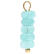 Ciondolo a dischi da 4,5 mm con gemma colorata in avventurina blu - Acciaio inossidabile 304 Dorato