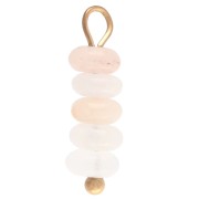 Ciondolo a dischi da 4,5 mm con pietra semipreziosa avventurina rosa - Acciaio inossidabile 304 Dorato x1