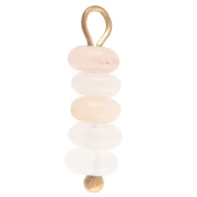 Ciondolo a dischi da 4,5 mm con pietra semipreziosa avventurina rosa - Acciaio inossidabile 304 Dorato x1