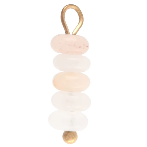 Ciondolo a dischi da 4,5 mm con pietra semipreziosa avventurina rosa - Acciaio inossidabile 304 Dorato x1