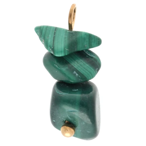 Ciondoli 16 mm imitazione Malachite - Acciaio inox 304 Dorato x1