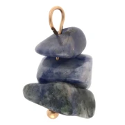 Ciondolo a forma di patatina da 16 mm con pietra semipreziosa sodalite - Acciaio inossidabile 304 Dorato x1