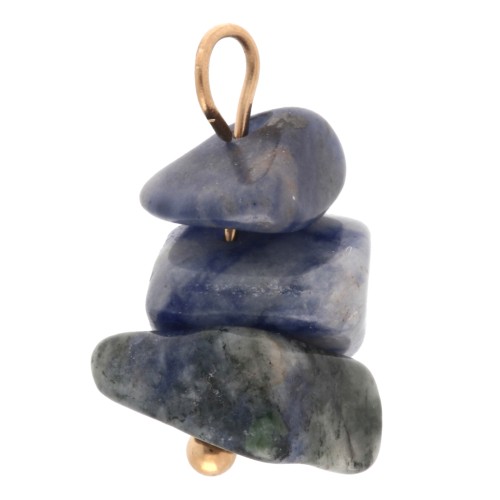 Ciondolo a forma di patatina da 16 mm con pietra semipreziosa sodalite - Acciaio inossidabile 304 Dorato x1