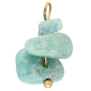 Ciondolo a forma di patatina da 16 mm in amazzonite colorata - Acciaio inossidabile 304 Dorato x1