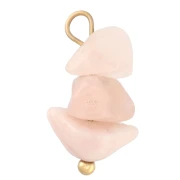 Ciondolo a forma di patatina da 16 mm con pietra semipreziosa (quarzo rosa) - Acciaio inossidabile 304 Dorato x1