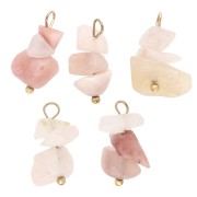 Ciondolo a forma di patatina da 16 mm con pietra semipreziosa (quarzo rosa) - Acciaio inossidabile 304 Dorato x1