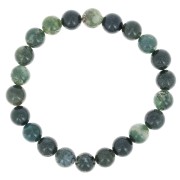 Braccialetto elastico 18 cm perle rotonde 8 mm Green Agate|raw }}