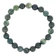 Braccialetto elastico 18 cm perle rotonde 8 mm Green Agate