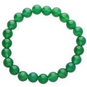 Braccialetto elastico da 18 cm con perle rotonde da 8 mm - Agata verde