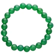 Braccialetto elastico da 18 cm con perle rotonde da 8 mm - Agata verde