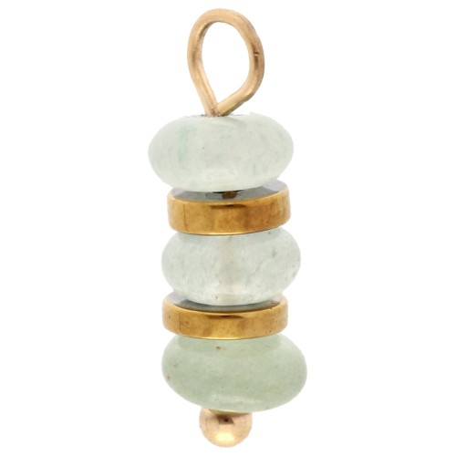 Ciondolo 4 mm rondelle e avventurina verde - Acciaio inossidabile 304 Dorato x1