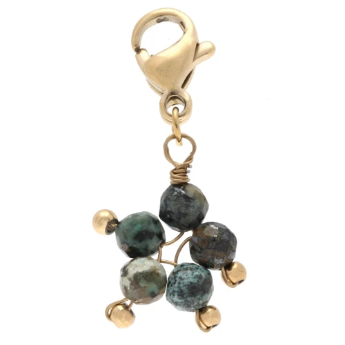 Ciondoli stella con chiusura - Acciaio inossidabile 304 Dorato - Turchese africano x1