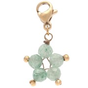 Ciondolo a forma di stella con chiusura - Acciaio inossidabile 304 Dorato - Aventurina colorata x1