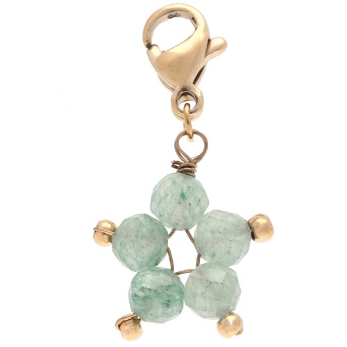 Ciondolo a forma di stella con chiusura - Acciaio inossidabile 304 Dorato - Aventurina colorata x1