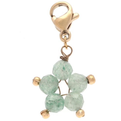Ciondolo a forma di stella con chiusura - Acciaio inossidabile 304 Dorato - Aventurina colorata x1