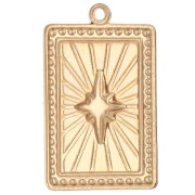 Pendente rettangolo motivo stella in resina epossidica 28x18 mm in acciaio inossidabile 304 Dorato Redx1