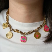 Pendente a forma di cuore e occhio da 20 mm con strass - Acciaio inossidabile 304 Dorato x1