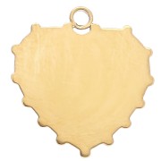 Ciondolo a cuore 16x15 mm con resina epossidica - Acciaio inossidabile 304 Dorato - Rosa x1