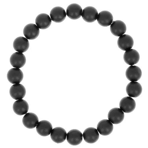 Braccialetto elastico 18 cm perle rotonde 8 mm Black Onyx