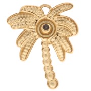 Ciondolo a forma di palma 17x13 mm con strass - Acciaio inossidabile 304 Dorato - Cristallo x1
