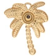 Ciondolo a forma di palma 17x13 mm con strass - Acciaio inossidabile 304 Dorato - Cristallo x1