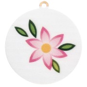 Pendente rotondo 20 mm con stampa UV - Fiore - Acciaio inossidabile 304L Dorato - Rosa - Bianco