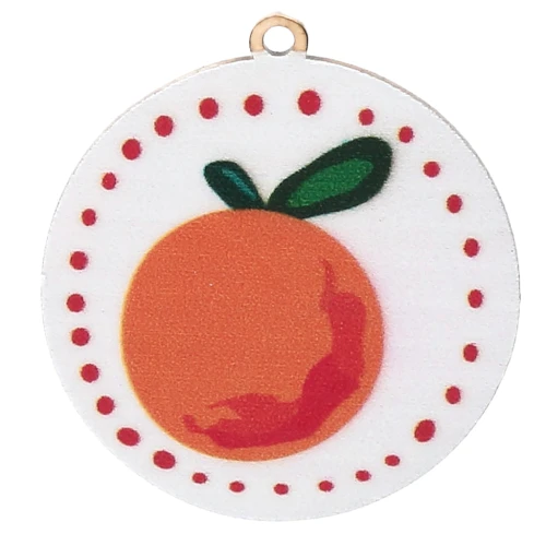 Pendente rotondo 20 mm con stampa UV - Arancione - Acciaio inossidabile 304L Dorato - Bianco x1